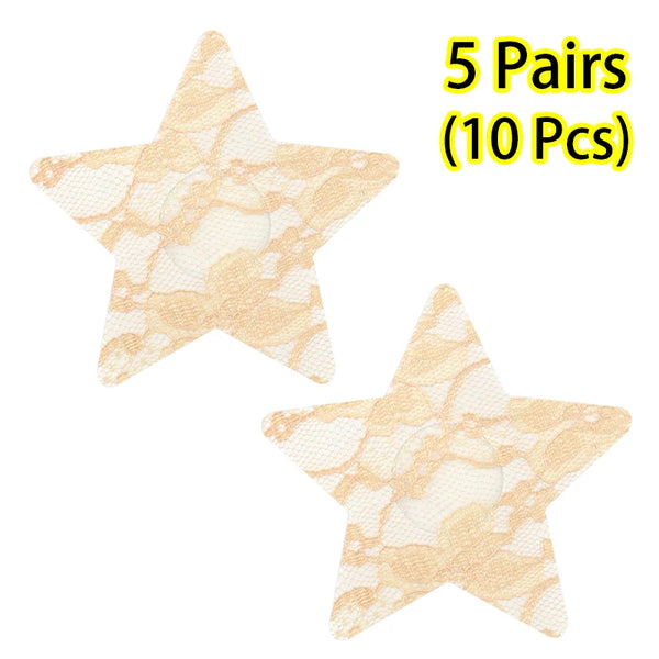 Fabric Nipple Covers Heart Cross and Star Shapes
