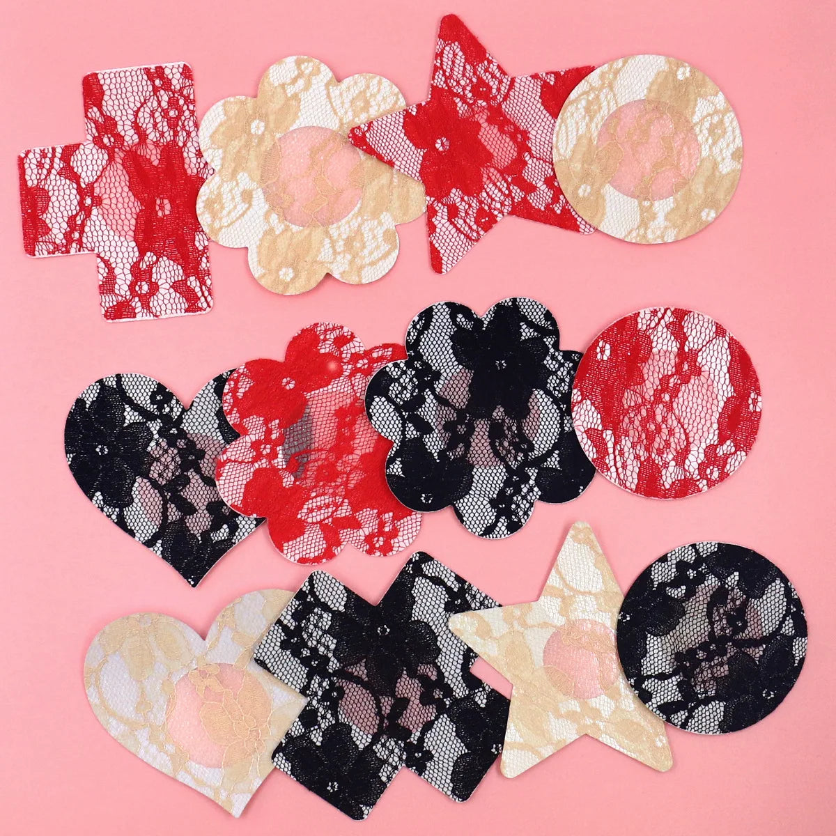 Fabric Nipple Covers Heart Cross and Star Shapes