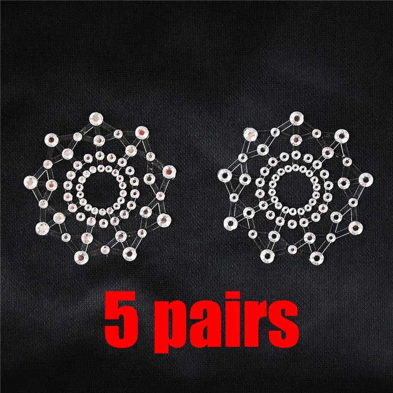 Rhinestone Adhesive Nipple Covers for Women | Sparkly Festival Breast Petals