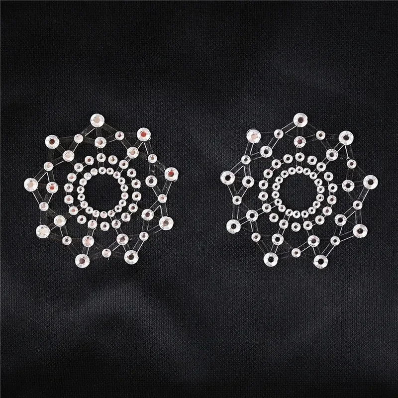 Rhinestone Adhesive Nipple Covers for Women | Sparkly Festival Breast Petals