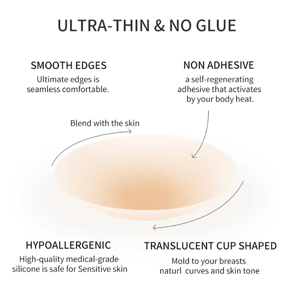 Reusable Non Adhesive Silicone Breast Covers | Invisible No-Show Coverage