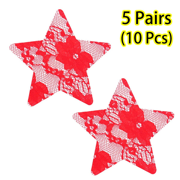 Fabric Nipple Covers Heart Cross and Star Shapes