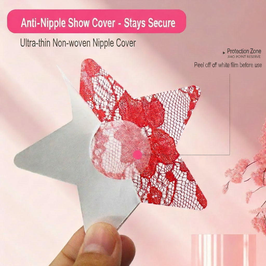 Fabric Nipple Covers Heart Cross and Star Shapes